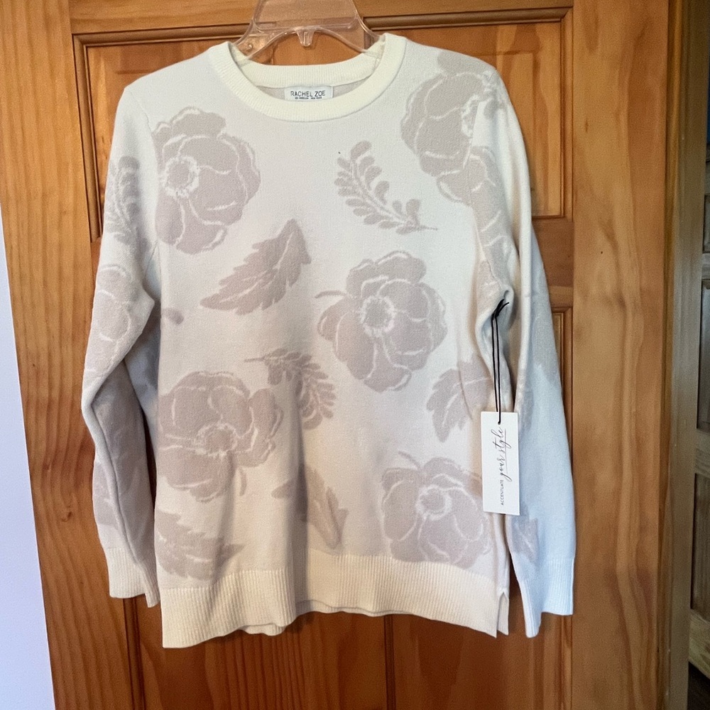 Rachel ZoeCream Floral Sweater